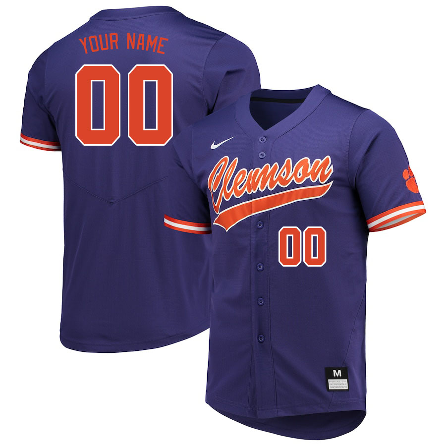 Custom Clemson Tigers Name And Number College Baseball Jerseys Stitched-Purple